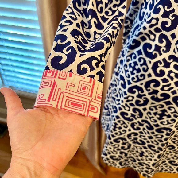 NWOT French Curve Navy White Pink Printed Tunic Style Dress Size XS - Picture 3 of 5